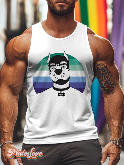Pup Play Hood Puppy Pride Lgbt Rainbow Gay Print Men’s Tank Top Multicolor / S