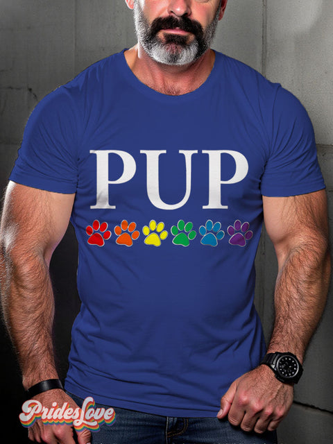 Pup Rainbow Pride Lgbt Gay Art Print T-Shirt Royalblue / S