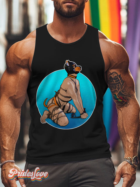 Puppy Power Good Boy Lgbt Rainbow Gay Print Men’s Tank Top Multicolor / S