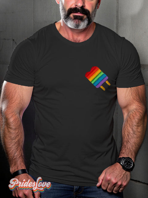 Queer Ice Cream Rainbow LGBTQ Gay Print T-shirt Black / S