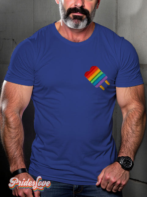 Queer Ice Cream Rainbow LGBTQ Gay Print T-shirt RoyalBlue / S