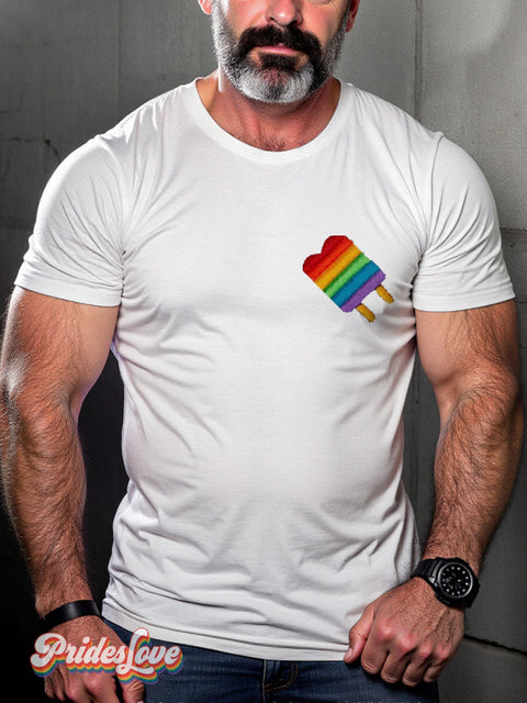 Queer Ice Cream Rainbow LGBTQ Gay Print T-shirt White / S