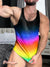 Rainbow Gradient Heart Vintage Print 100% Cotton Casual Tank Top Multicolor / S
