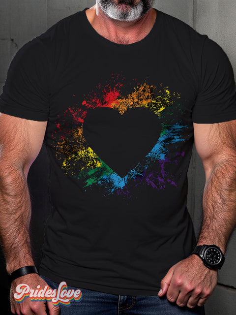 Rainbow Heart LGBTQ Gay Print T-shirt Multicolor / S