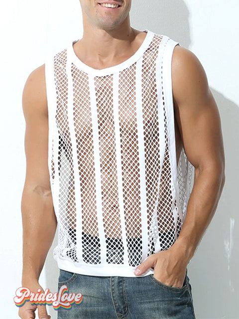 Rainbow Men’s Breathable Cutout Tank Top White / S