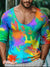 Rainbow Paint Splatter Tie Dye Lgbt Gay Vintage Print Casual 100% Cotton Shirt Multicolor / S