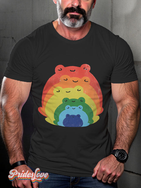 Rainbow Pride Frogs Rainbow LGBTQ Gay Print T-shirt Black / S