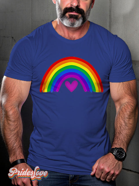 Rainbow Pride Heart LGBTQ Gay Print T-shirt RoyalBlue / S