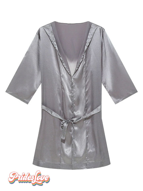 Rainbow Sexy Short sleeve Pajamas Shirt gray / M