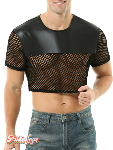 Rainbow Sexy transparent fishing net hollow T-shirt Multicolor / S