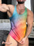 Rainbow Tie Dye Paint Splatter LGBTQ Gay Vintage Print 100% Cotton Casual Tank Top Multicolor / S