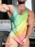 Rainbow Watercolour Smudge LGBTQ Gay Vintage Print 100% Cotton Casual Tank Top Multicolor / S