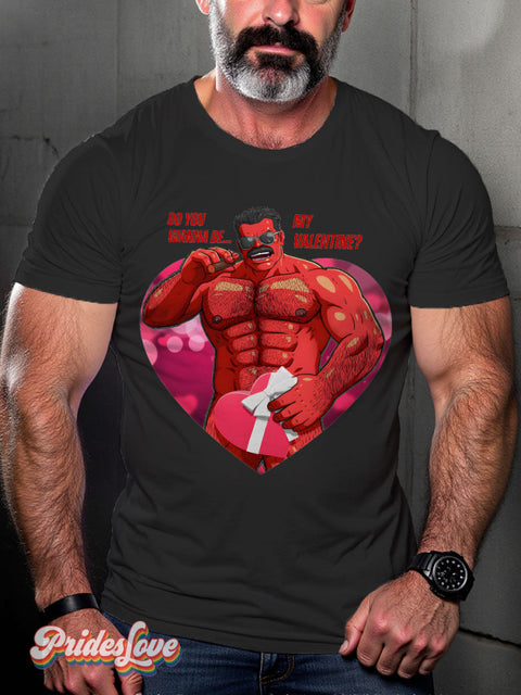 Red Valentine LGBTQ Gay Print T-shirt Black / S
