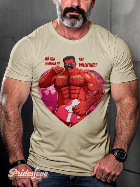 Red Valentine LGBTQ Gay Print T-shirt Sand / S