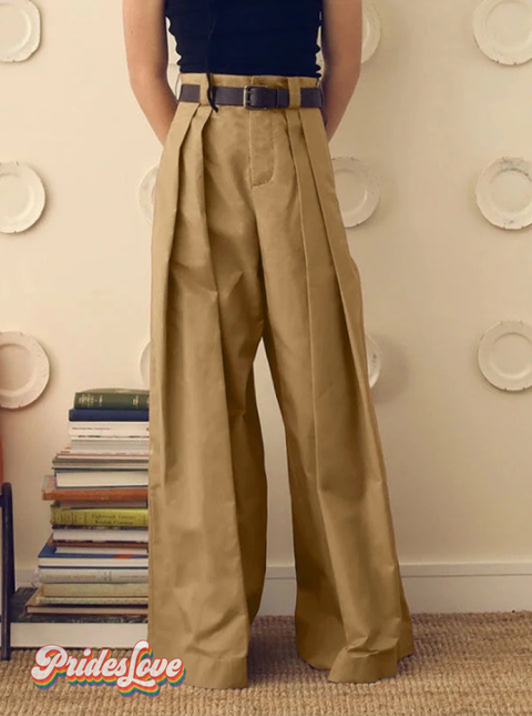 Retro Men’s High Waist Straight Casual Pants Brown / S