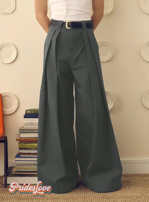Retro Men’s High Waist Straight Casual Pants Gray / S