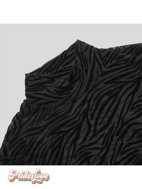 Satin Patchwork Slim Fit Casual Black Shirt