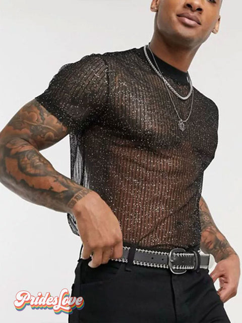 See-Through Thin Casual Black Shirt / S