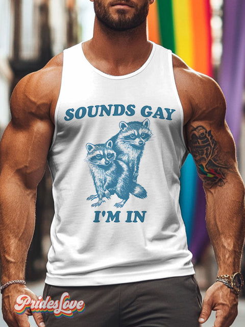 Sounds Gay I’m In Brown Bear Lgbt Rainbow Gay Print Men’s Tank Top Multicolor / S