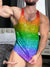 Sparkling Rainbow Gradient Vintage Print 100% Cotton Casual Tank Top Multicolor / S