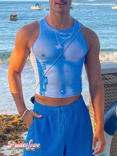 Summer Elastic Fit Tank Top Blue / M