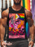 Tarot Skull Pride Flag Rainbow Lgbt Gay Vintage Print Men’s Tank Top Multicolor / S