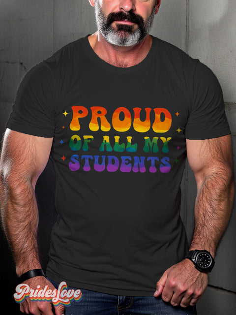 Teacher Pride Lgbtq Rainbow Gay Print T-Shirt Black / S