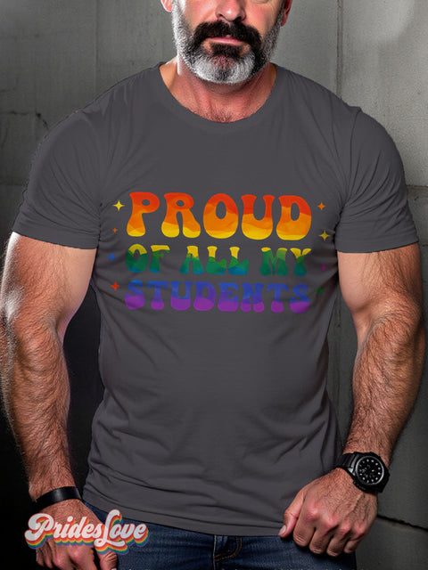 Teacher Pride Lgbtq Rainbow Gay Print T-Shirt Gray / S