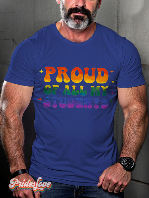Teacher Pride Lgbtq Rainbow Gay Print T-Shirt Royalblue / S
