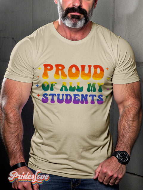 Teacher Pride Lgbtq Rainbow Gay Print T-Shirt Sand / S