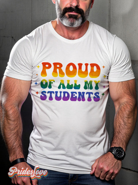 Teacher Pride Lgbtq Rainbow Gay Print T-Shirt White / S