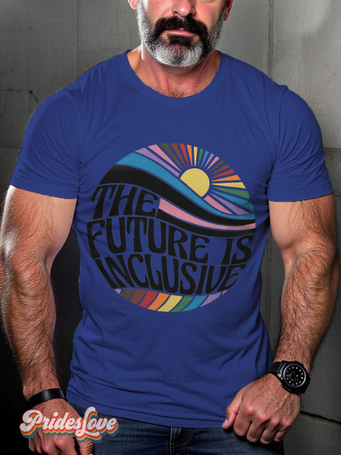 The Future Is Inclusive Pride Month Rainbow Lgbtq Gay Print T-Shirt Royalblue / S