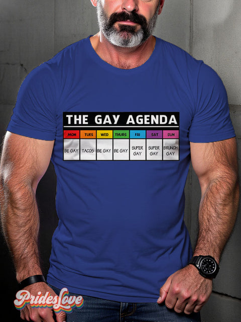 The gay agenda Rainbow LGBTQ Gay Print T-shirt RoyalBlue / S