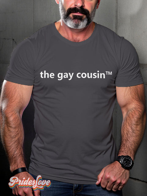 The Gay Cousin Lgbt Rainbow Print T-Shirt Gray / S