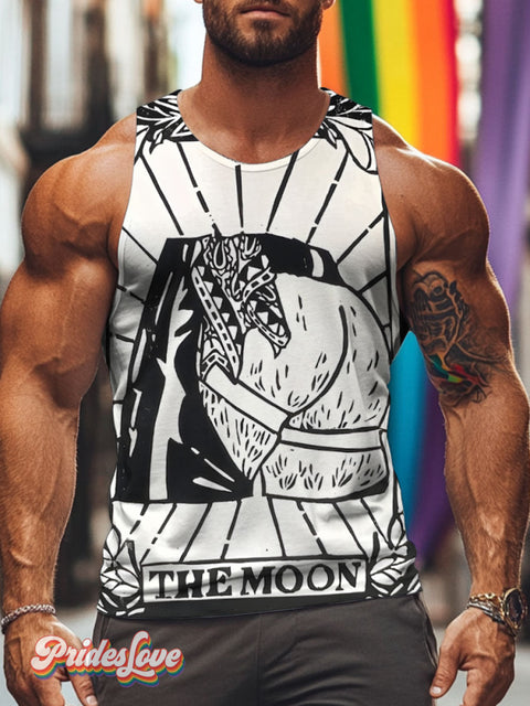 The Moon Tarot Queer Art Rainbow LGBTQ Gay Print Men’s Tank Top Multicolor / S