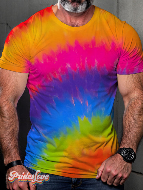 Tie Dye Rainbow Ink Spots Lgbt Gay Art Print T-Shirt Multicolor / S