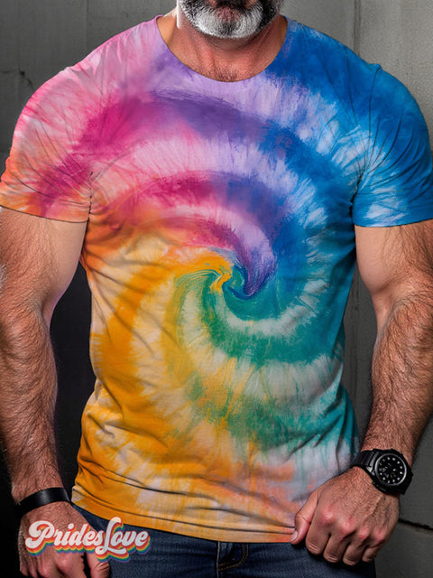 Tie Dye Rainbow Lgbt Gay Art Print T-Shirt Multicolor / S