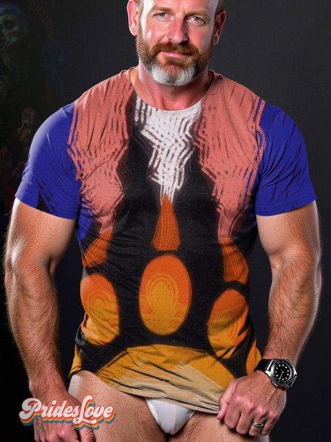 Trans-Bear Pride Casual Print T-Shirt