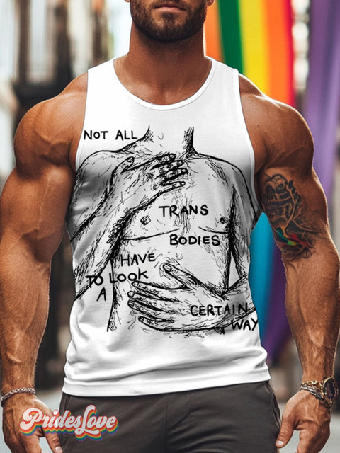 Transgender Art Rainbow LGBTQ Print Men’s Tank Top Multicolor / S