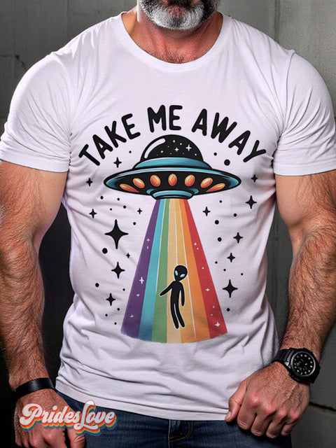 Ufo Clothing About Aliens Rainbow Lgbtq Gay Print T-Shirt Multicolor / S