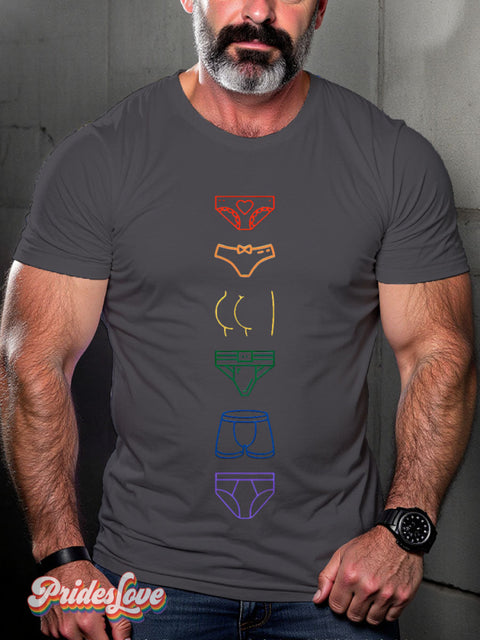 Underwear Rainbow LGBTQ Gay Print T-shirt Gray / S