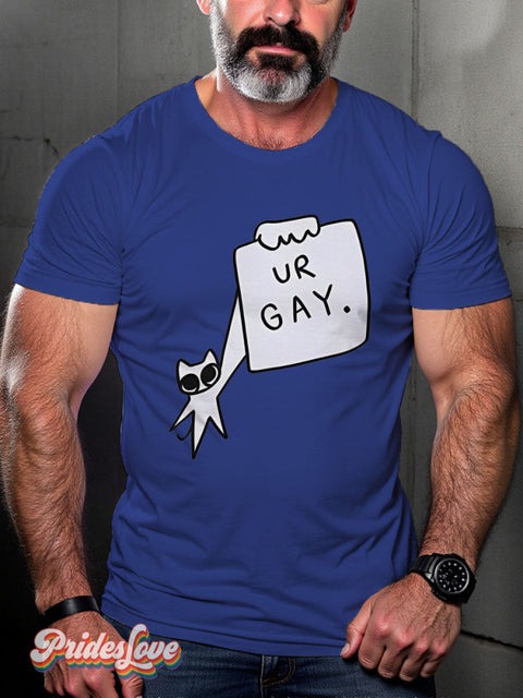 Ur Gay Cute Cat Rainbow LGBTQ Gay Print T-shirt RoyalBlue / S
