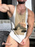 Vintage Men’s Textured Muscle Sit-Up Printed 100% Cotton Casual Vest Multicolor / S