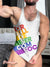 Vintage Print Rainbow Stripe Slogan 100% Cotton Casual Vest Multicolor / S