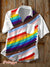 Vintage Rainbow Stripe Art Print Casual 100% Cotton Shirt Multicolor / S
