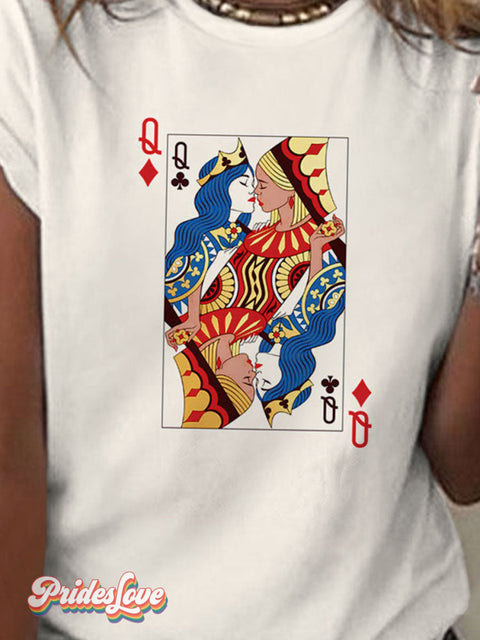 Women’s LGBT Rainbow Love Lesbian Playing Cards Art T-shirt