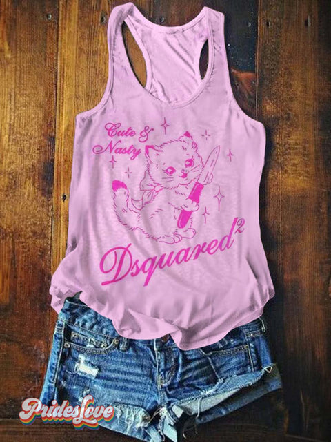 Women’s Lgbt Retro Art Cute Kitty Print Tank Top Multicolor / S
