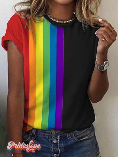 Women’s Rainbow Printe Casual T-shirt black / S