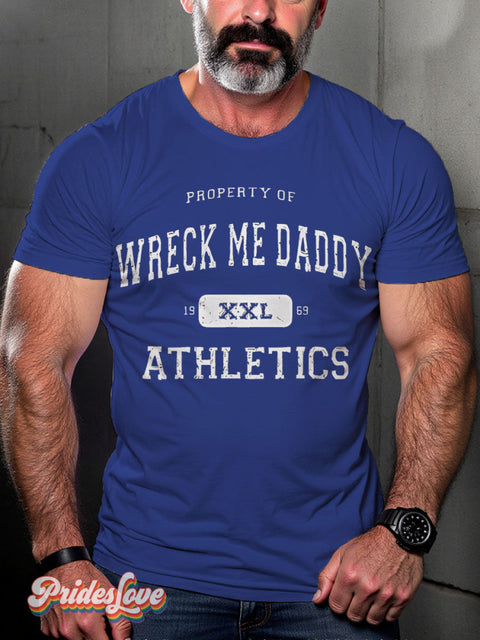 Wreck Me Daddy Athletics Rainbow LGBTQ Gay Print T-shirt RoyalBlue / S